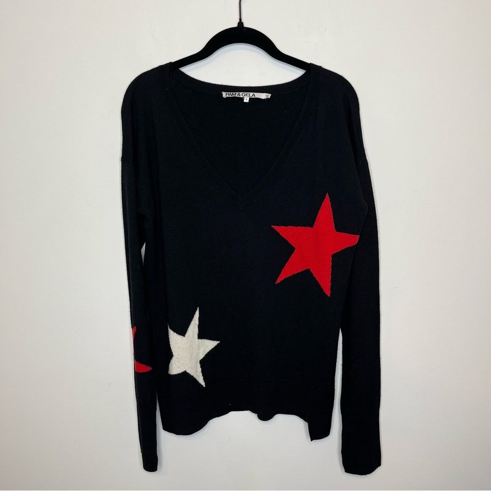 Pam & Gela Star V Neck Sweater S